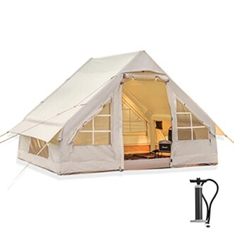 Inflatable Camping Tent with Pump - Easy Setup, Windproof, 4 Person Glamping Tents for 4 Season Camping & Hiking